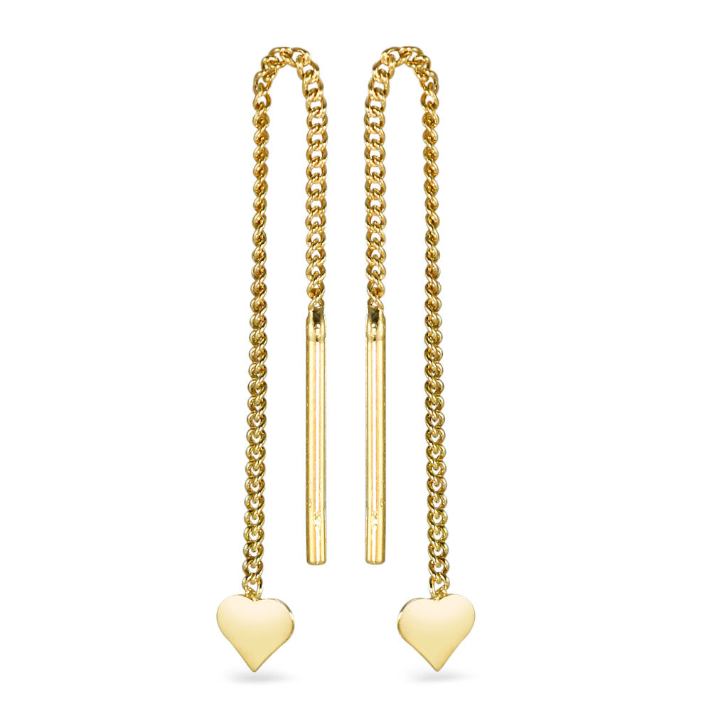 Boucles d'oreilles pendantes Or jaune 9K Coeur