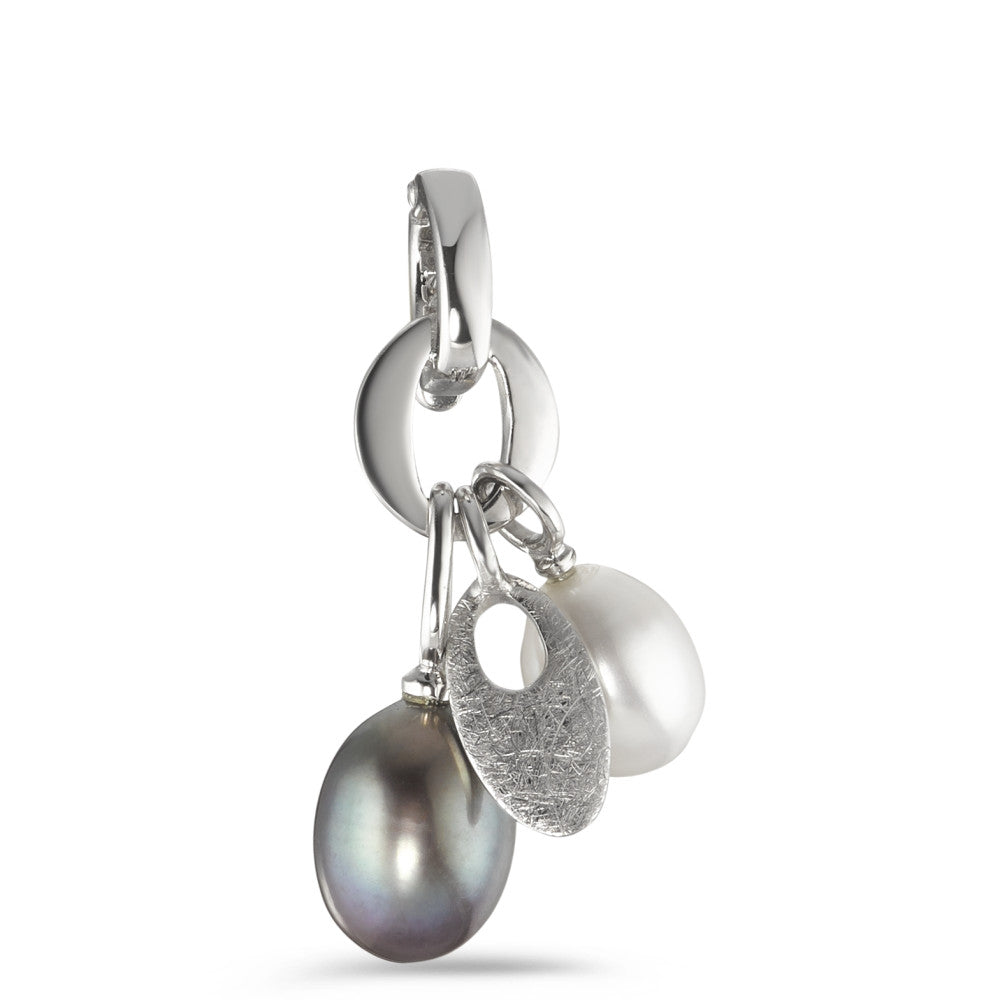 Pendentif or gris avec perles