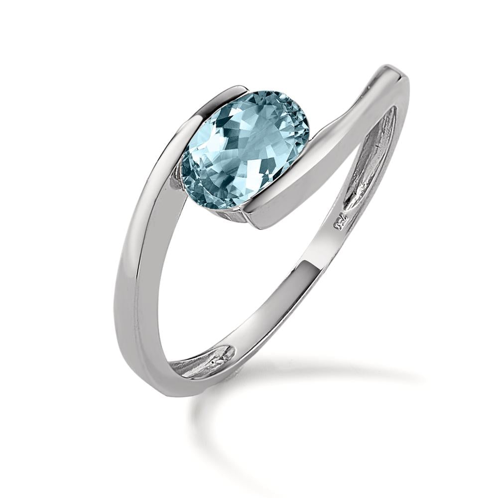 Bague Or blanc 18K Topaze bleu – Urech Bijoutier Suisse