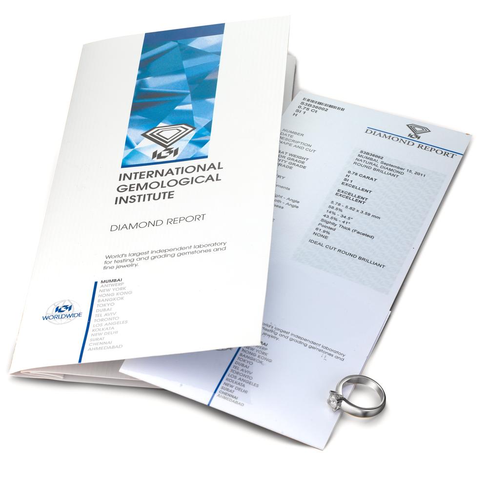 Bague solitaire Or blanc 18K Diamant blanc, 0.75 ct, brillant, w-si, IGI