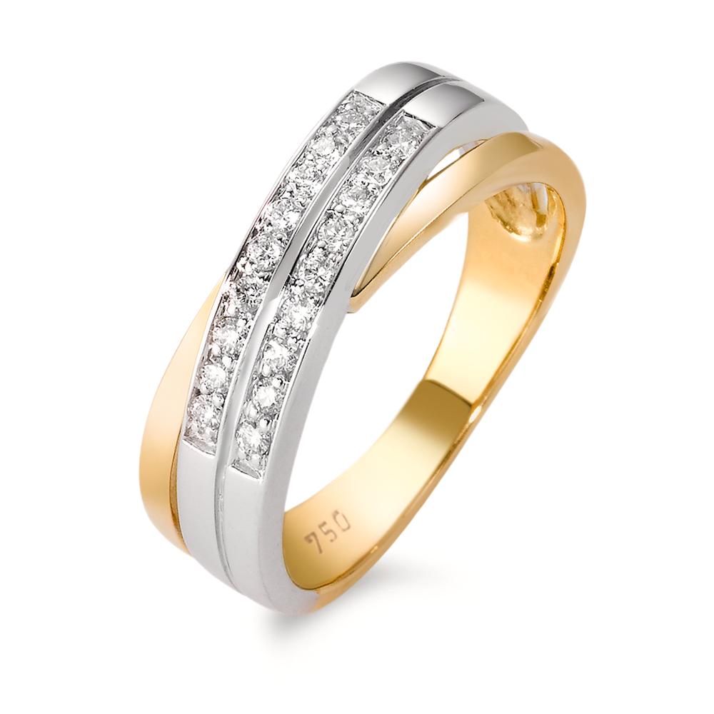 Bague Or jaune 18K, Or blanc 18K Diamant ct, 18 Pierres, w-si