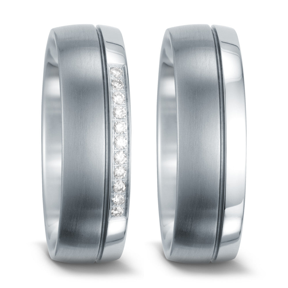 Alliance Acier inoxydable Diamant blanc, 0.10 ct, 11 Pierres, w-si