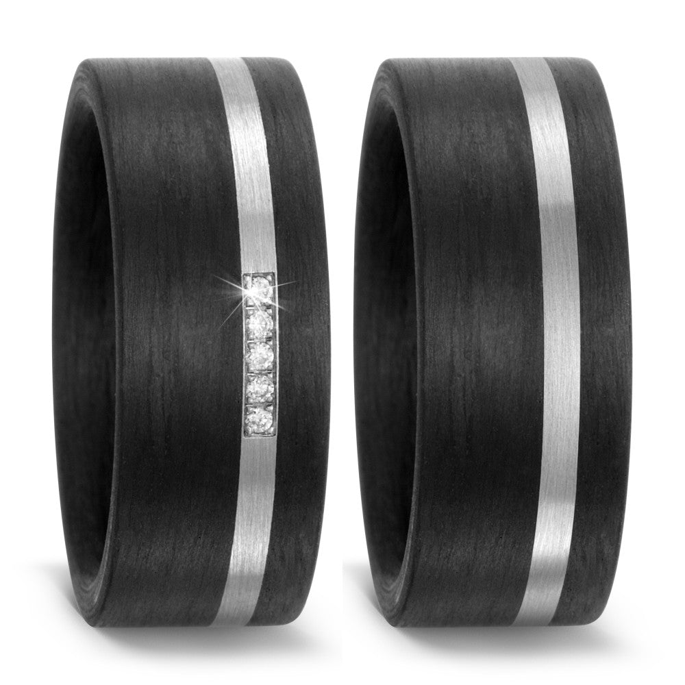 Bague Carbone, Titane Diamant 0.025 ct, w-si