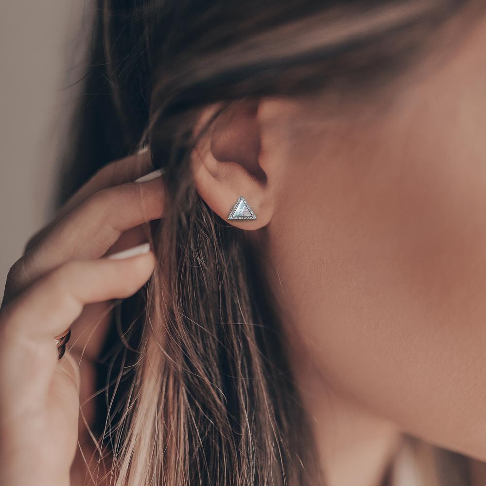 Clous d'oreilles Argent Zircone Rhodié