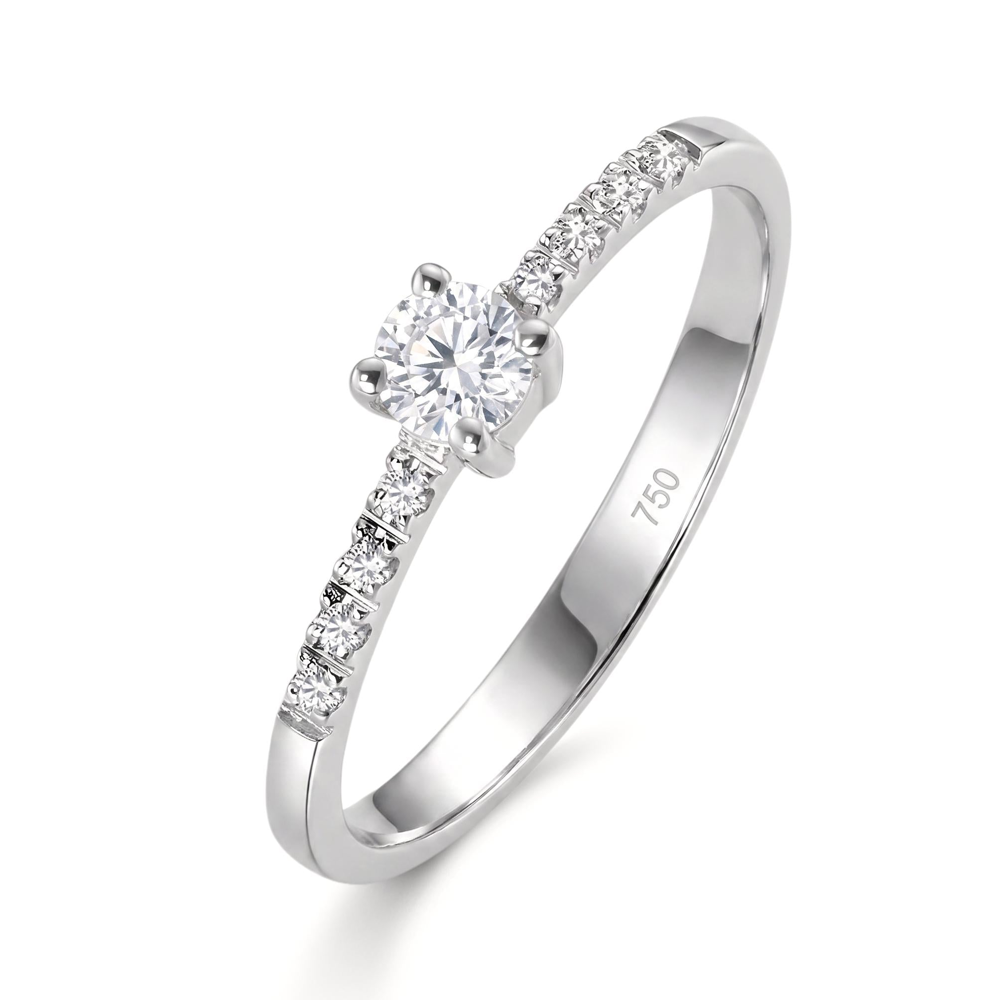 Bague Solitaire Or 18 Carats Avec Diamant 0.20 Carat - 8.23g, Taille 52, Occasion Bon état