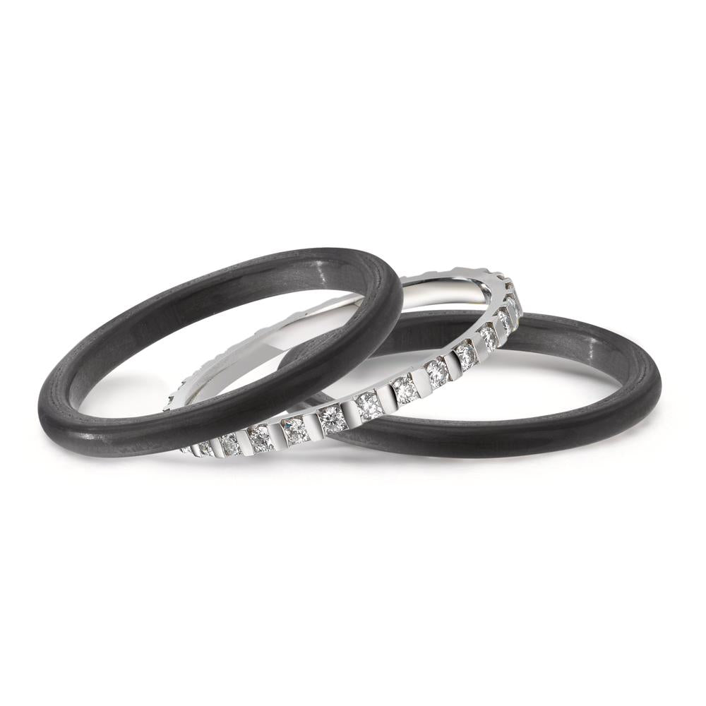 Ringset 950 Platin, Carbon Diamanten