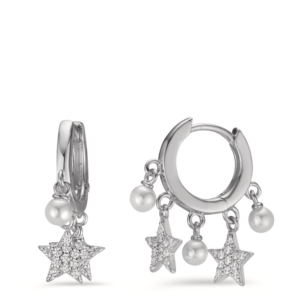 Creoles A Charnieres Argent Zircone 20 Pierres Rhodie Papillon 610348