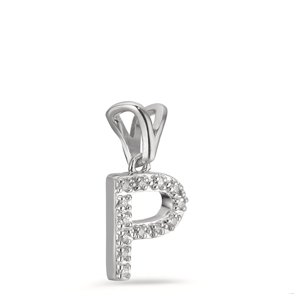 Pendentif Or blanc 9K Diamant 0.052 ct, 13 Pierres, w-pi2