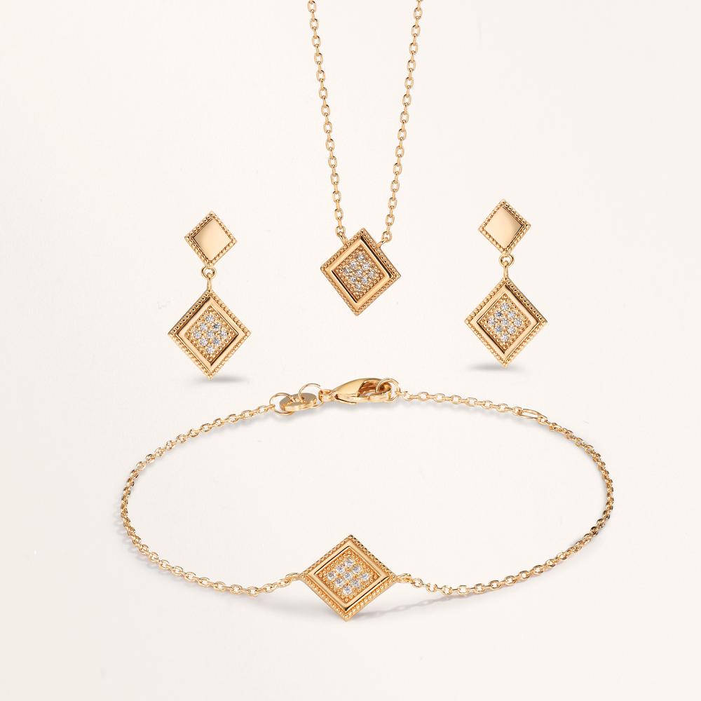 Pendant d'oreilles Bronze Zircone 18 Pierres Plaqué or