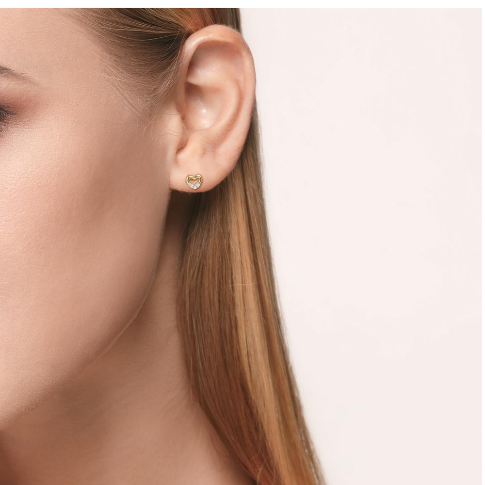 Clous d'oreilles Or jaune 9K Zircone 6 Pierres Coeur Ø5 mm