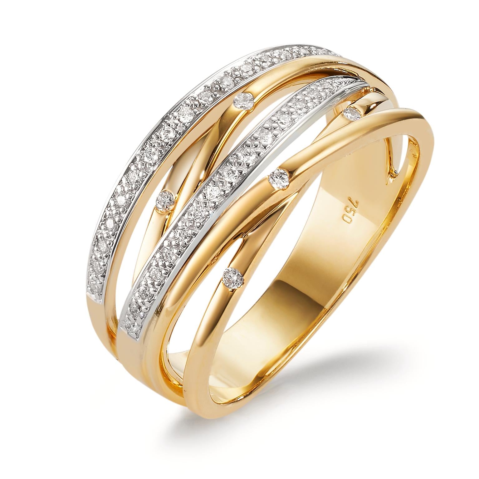Bague En Or Jaune 18 Carats 750 Avec Brillant - Taille 56, Occasion