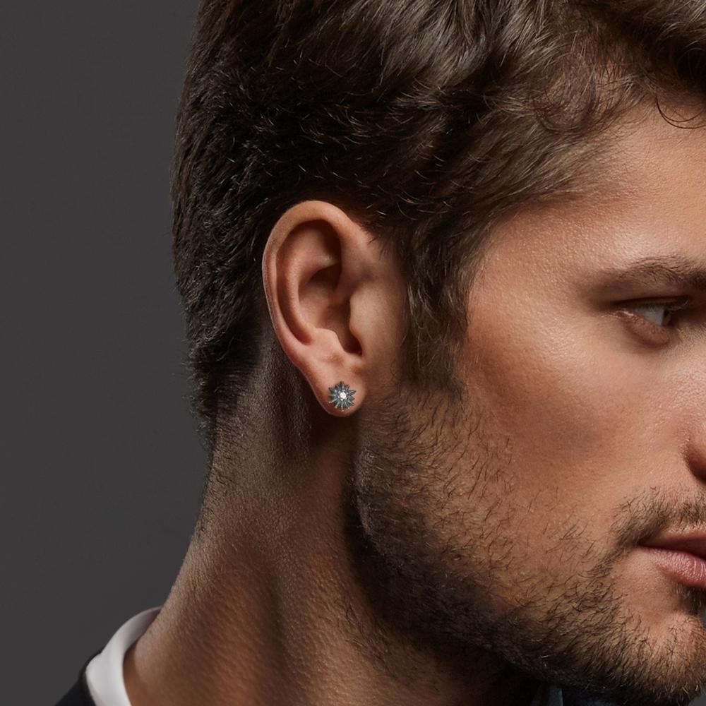 Clous d'oreille à l'unité Argent Zircone Patinée Edelweiss Ø7 mm