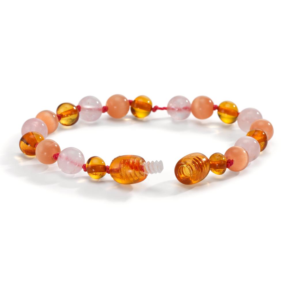 Bracelet Ambre Quartz rose, Quartz 14 cm Ø6.5 mm