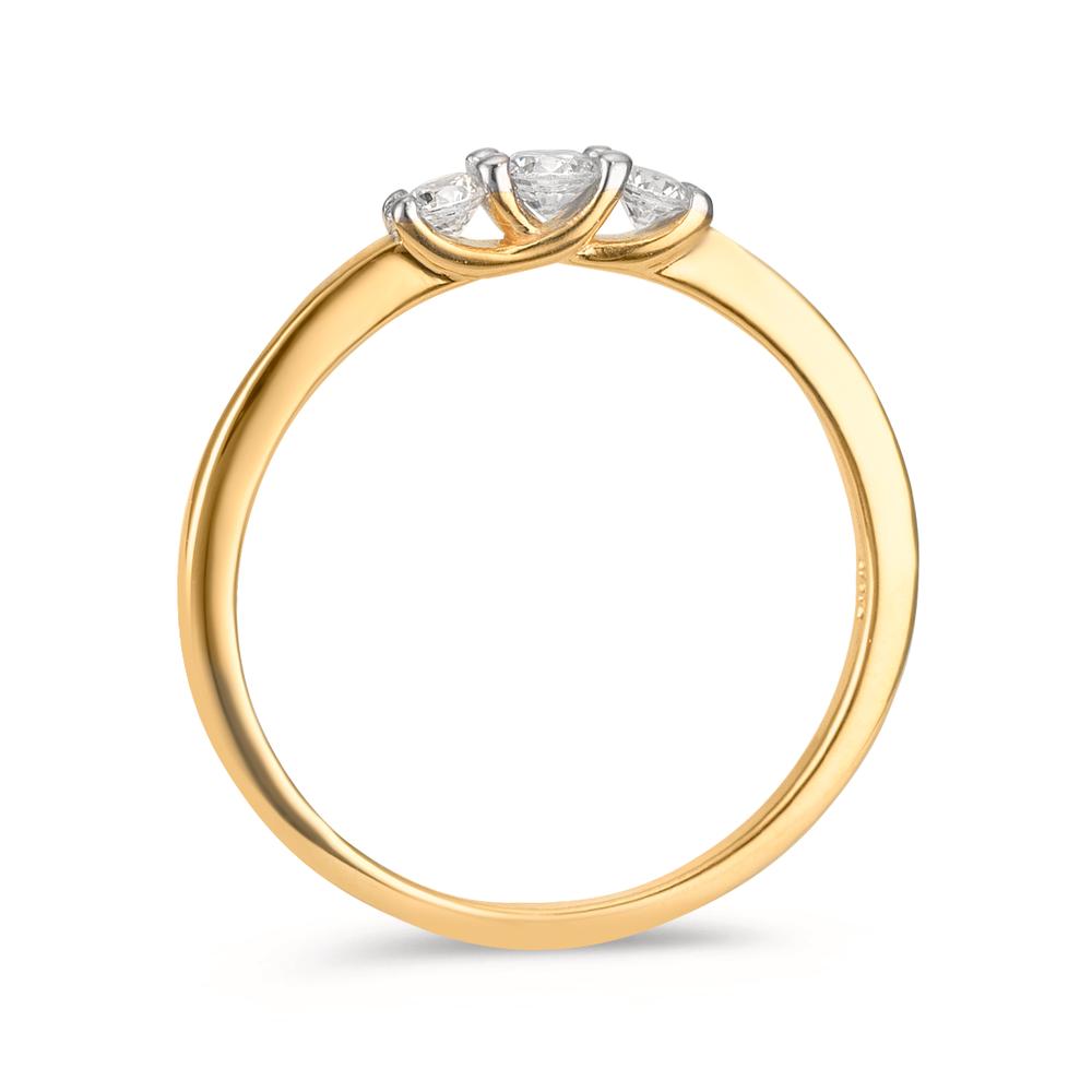Fingerring 375/9 K Gelbgold Zirkonia 3 Steine