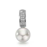 Pendentif Or blanc 750/18 K Diamant 0.10 ct, 20 Pierres, w-pi1 perle d'eau douce-541414