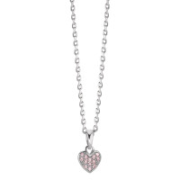 Halskette mit Anhänger Silber Zirkonia rosa rhodiniert Herz 38-40 cm verstellbar Ø7 mm-582428