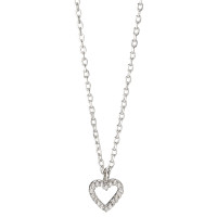 Halskette mit Anhänger Silber Zirkonia 18 Steine rhodiniert Herz 36-40 cm verstellbar-584663