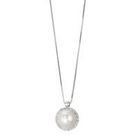 Collier Or blanc 750/18 K Diamant 0.18 ct, w-si perle d'eau douce 39-42 cm-590812