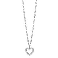 Halskette mit Anhänger Silber Zirkonia 18 Steine rhodiniert Herz 40-45 cm verstellbar-595205