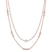 Collier Silber Zirkonia 10 Steine rosé vergoldet shining Pearls 40-45 cm verstellbar-603286