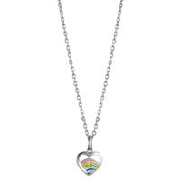 Halskette mit Anhänger Silber rhodiniert Herz mit Regenbogen 36-38 cm verstellbar-605800