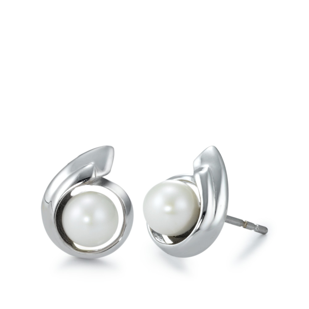 Clous d'oreilles Or blanc 750/18 K perle d'eau douce-532940