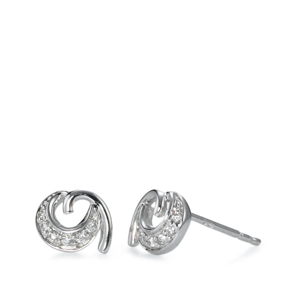Clous d'oreilles Or blanc 750/18 K Diamant 0.07 ct, 12 Pierres, w-si Ø8 mm-570793