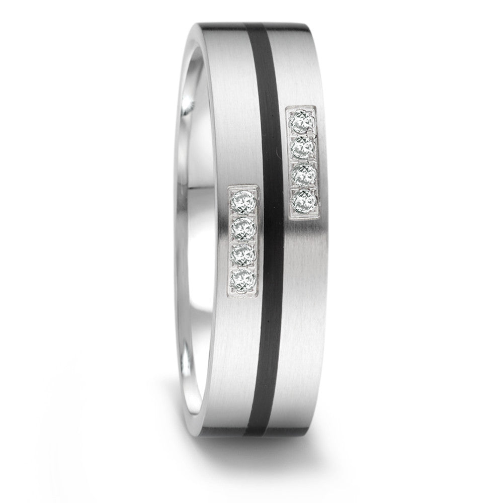 Alliance Acier inoxydable, Céramique Diamant 0.064 ct, 8 Pierres, tw-si