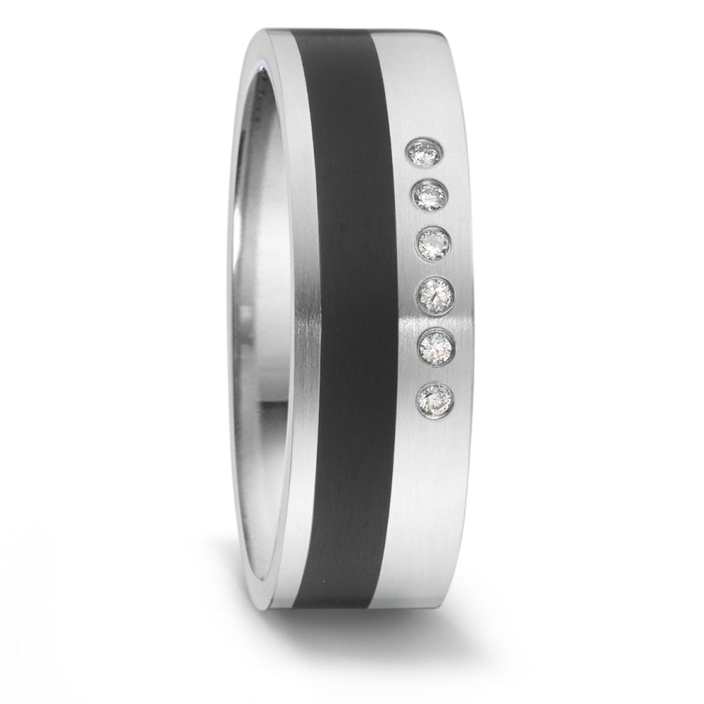Alliance Acier inoxydable, Céramique Diamant 0.048 ct, 6 Pierres, tw-si
