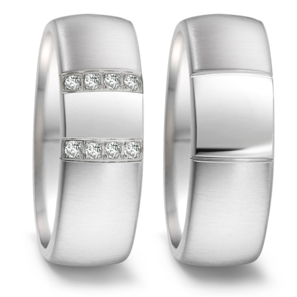 Bague Acier inoxydable Diamant 0.096 ct, 8 Pierres, tw-si