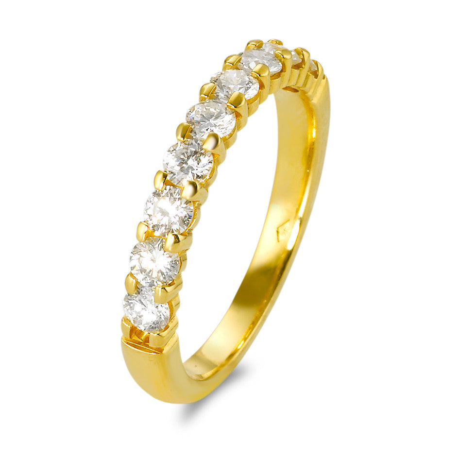 Memory Ring 750/18 K Gelbgold Diamant 1 ct, 9 Steine, w-si