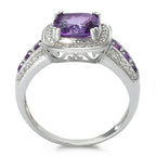 Bague 750 améthyste + diamants