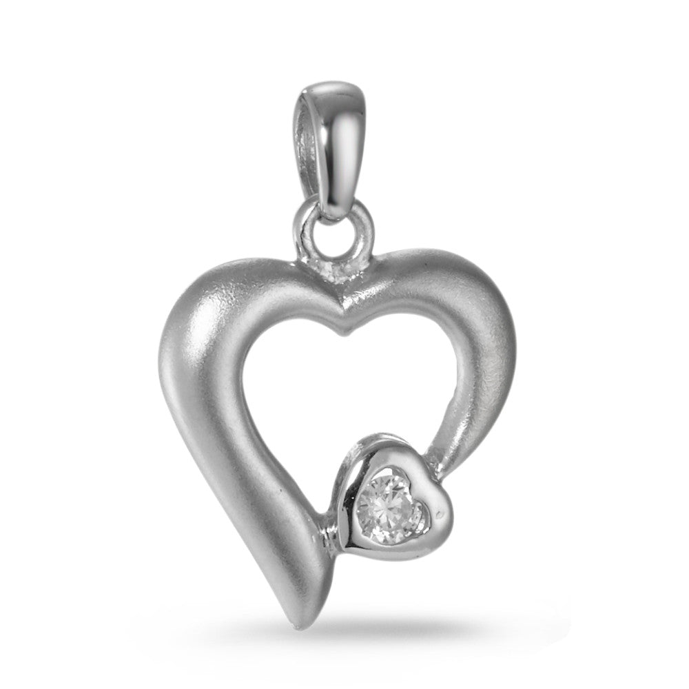 Pendentif Argent Zircone Rhodié Coeur