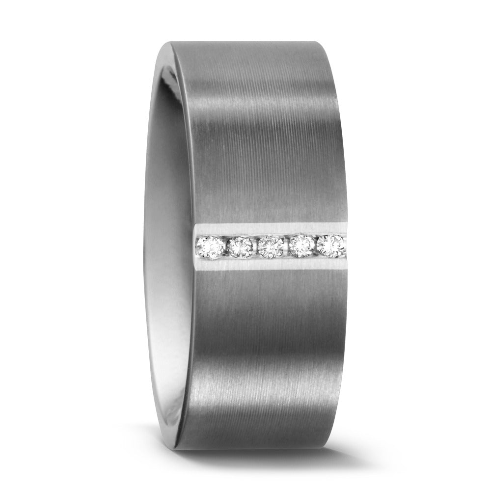 Alliance Titane, Argent Diamant 0.05 ct, 5 Pierres, w-si