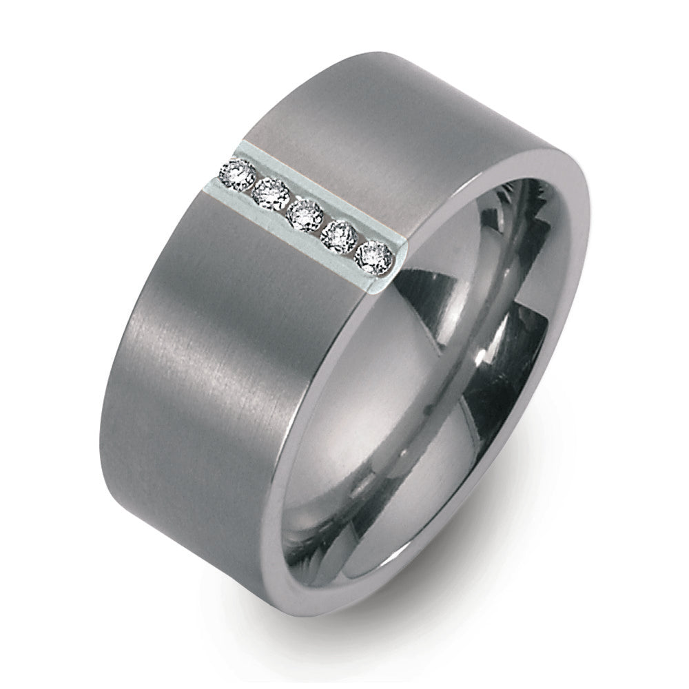 Alliance Titane, Argent Diamant 0.05 ct, 5 Pierres, w-si