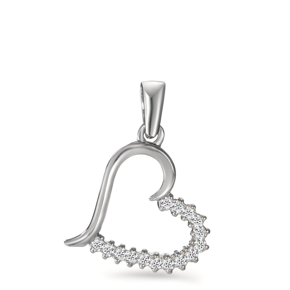 Pendentif Argent Zircone Rhodié Coeur
