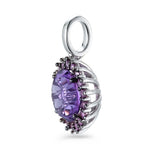 Pendentif Or blanc 18K Améthyste violet, Saphir violet, 18 Pierres Ø14 mm