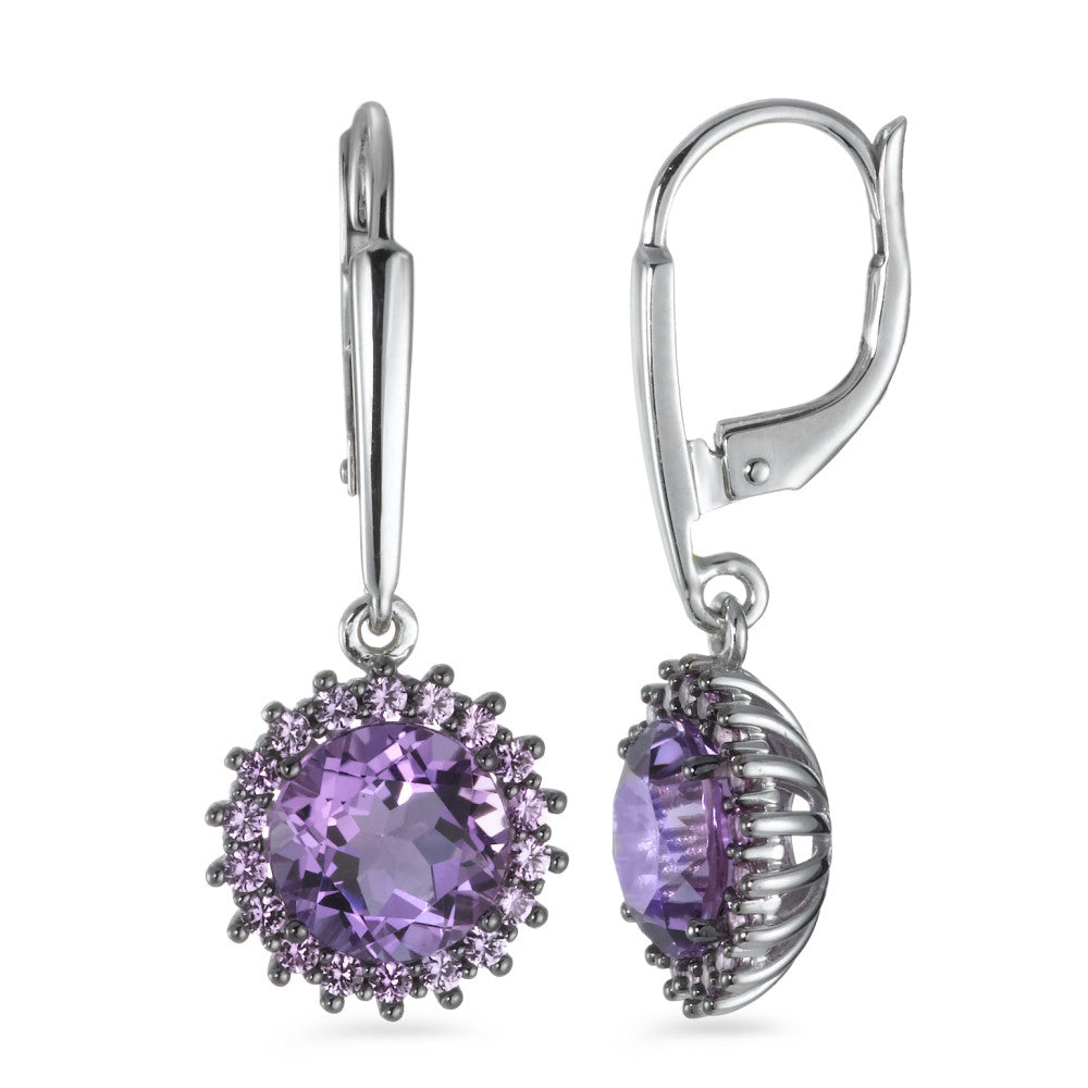 Ohrhänger 750/18 K Weissgold Amethyst violett, 38 Steine