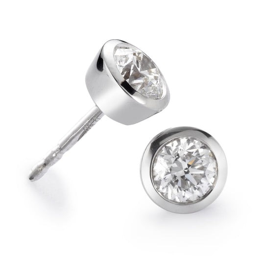 Ohrstecker 750/18 K Weissgold Diamant weiss, 0.50 ct, 2 Steine, Brillantschliff, w-si Ø5.5 mm