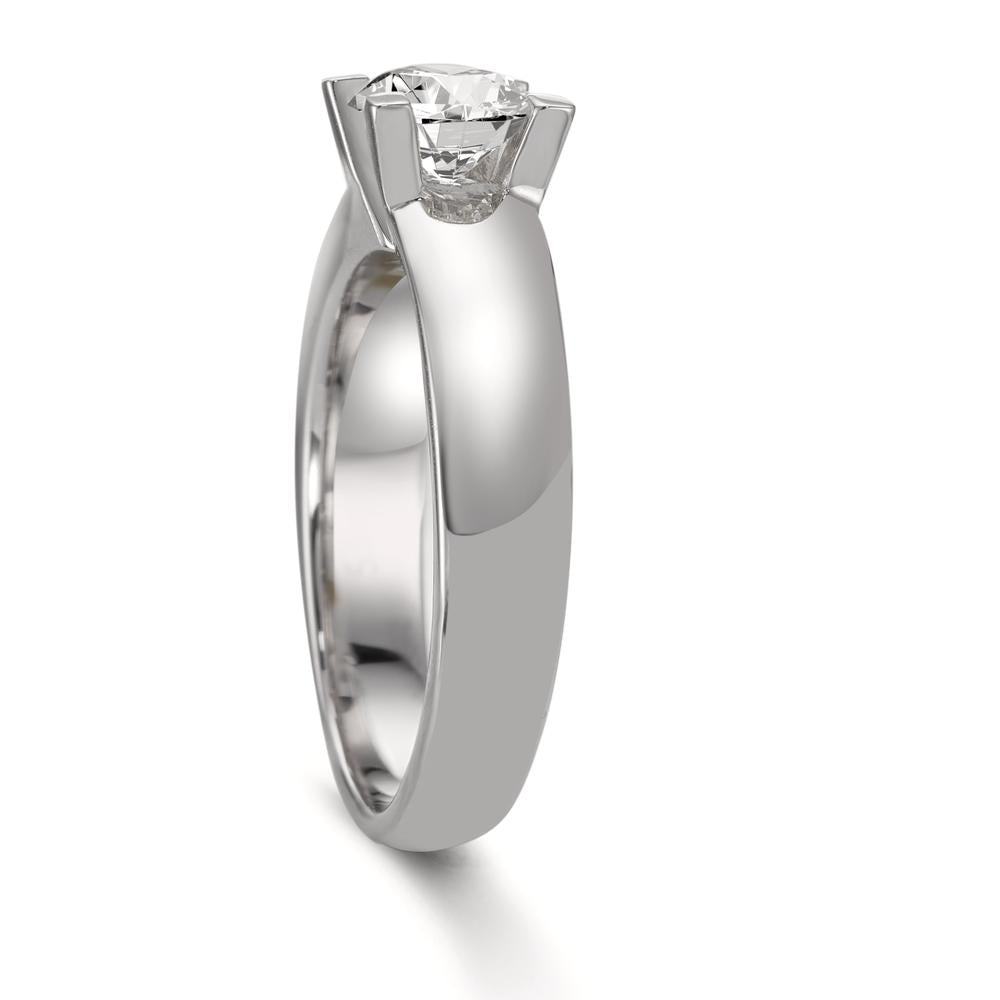 Solitär Ring 750/18 K Weissgold Diamant weiss, 0.75 ct, Brillantschliff, w-si, IGI
