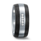 Bague Acier inoxydable, Carbone Diamant blanc, 0.10 ct, 5 Pierres, w-si