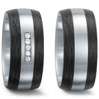 Bague Acier inoxydable, Carbone Diamant blanc, 0.10 ct, 5 Pierres, w-si