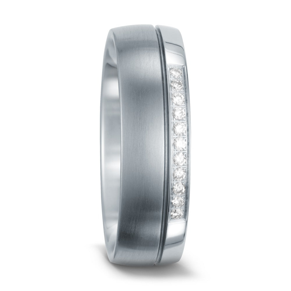 Alliance Acier inoxydable Diamant blanc, 0.10 ct, 11 Pierres, w-si