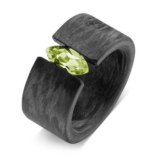 Fingerring Carbon Peridot grün