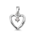 Pendentif Or blanc 18K Diamant blanc, 0.03 ct, brillant, w-si Coeur Ø12 mm