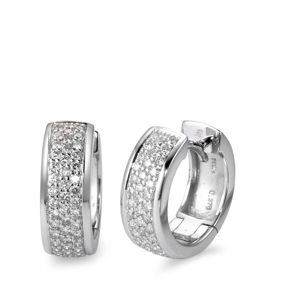 Klappcreolen 750/18 K Weissgold Diamant weiss, 0.75 ct, 94 Steine, Brillantschliff, w-si