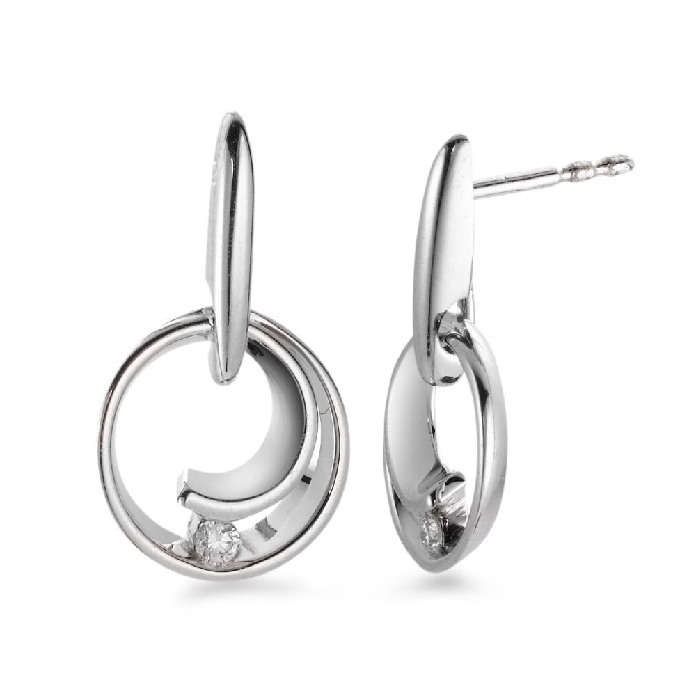 Pendant d'oreilles Or blanc 18K Diamant blanc, 0.05 ct, 2 Pierres, brillant, w-si