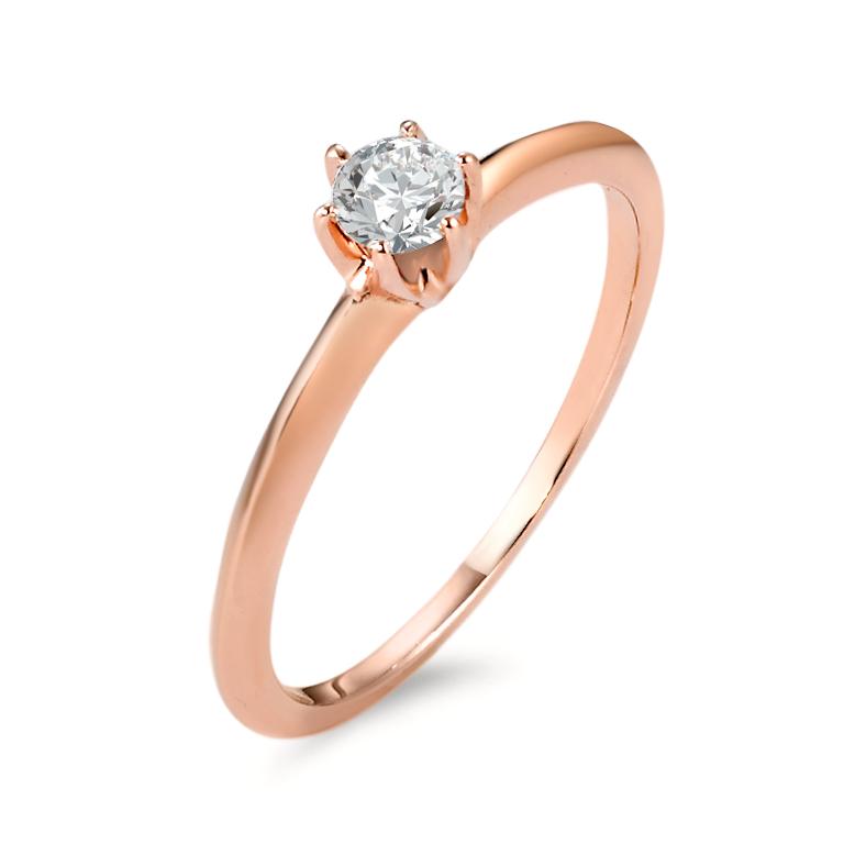 Solitär Ring 585/14 K Rosegold Diamant 0.20 ct, w-si