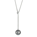Collier Or blanc 18K Diamant 0.09 ct, w-si perle de Tahiti gris 9.5-10 mm 42-45 cm
