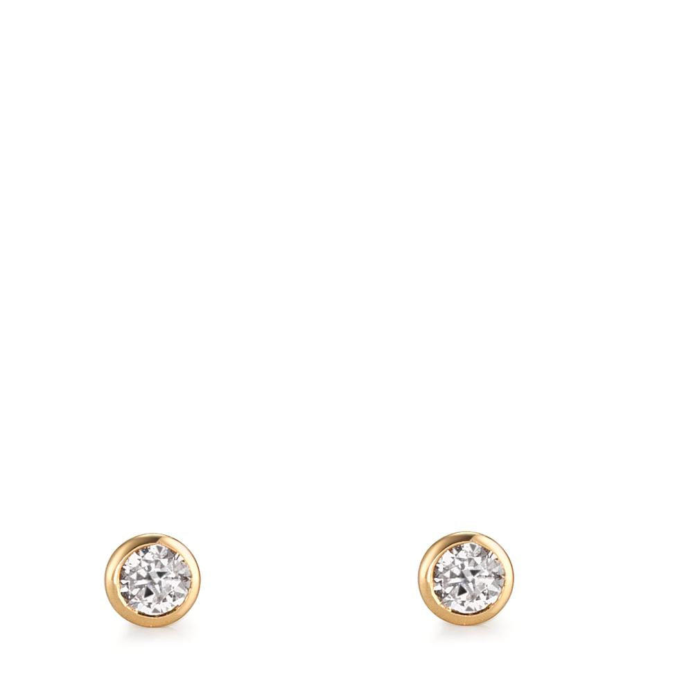 Clous d'oreilles Or jaune 18K Zircone 2 Pierres Ø3 mm